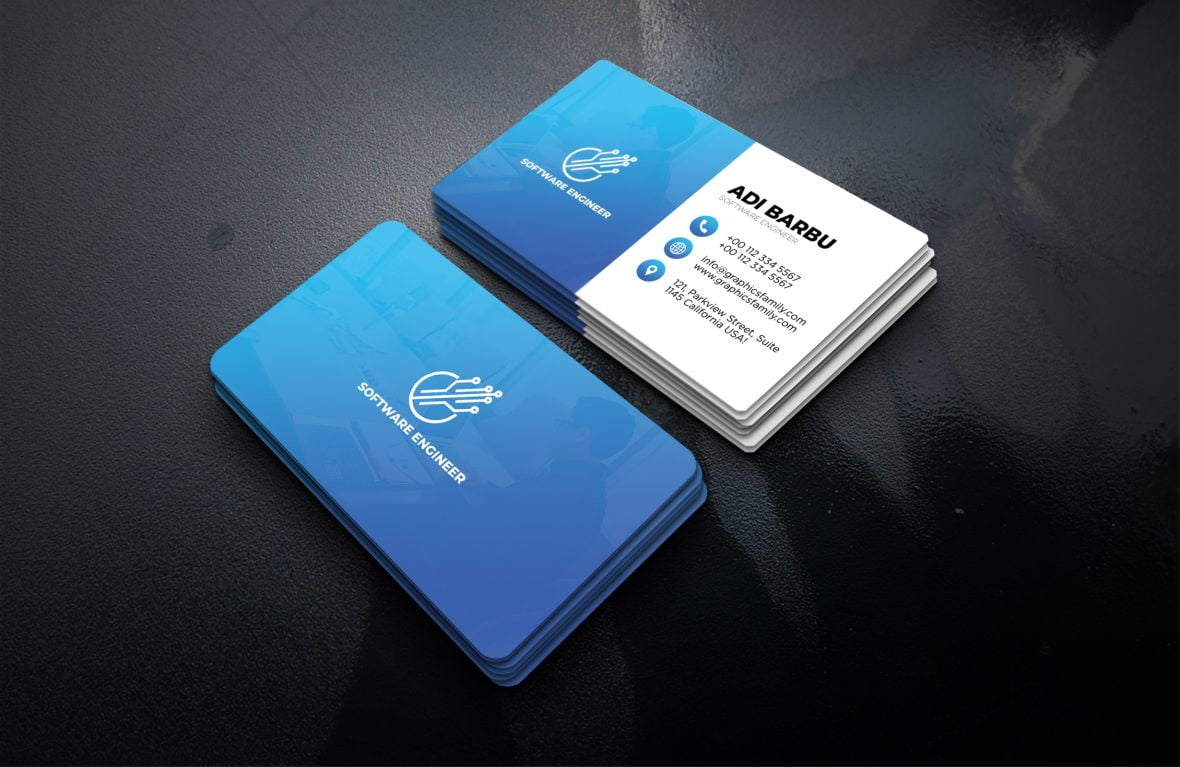 فایل طرح لایه باز کارت ویزیت مهندس نرم افزار - PSD - Software Engineer Business Card Design Template – PSD