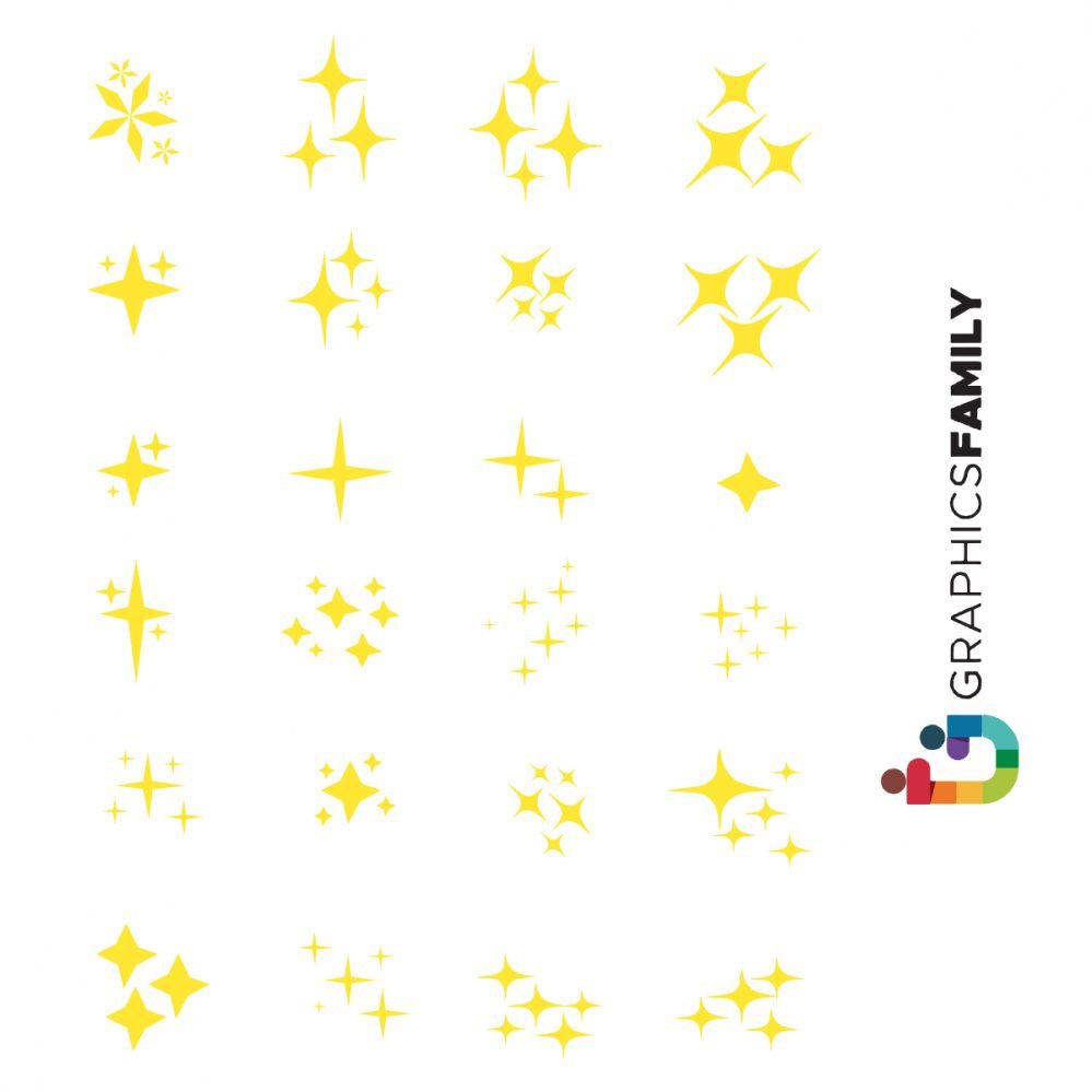 فایل ستاره‌های درخشان، جرقه‌های براق، ستاره‌های نورانی تابان و عناصر درخشان - Sparkling Stars, Shiny Sparks, Glittering Light Stars and Sparkle Elements