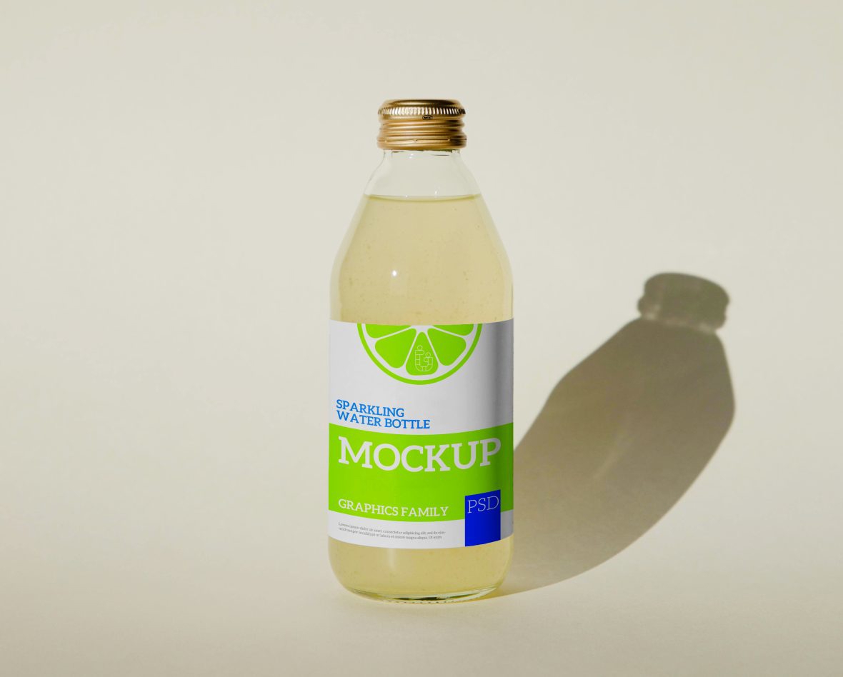 فایل ماکت بطری آب گازدار - Sparkling Water Bottle Mockup