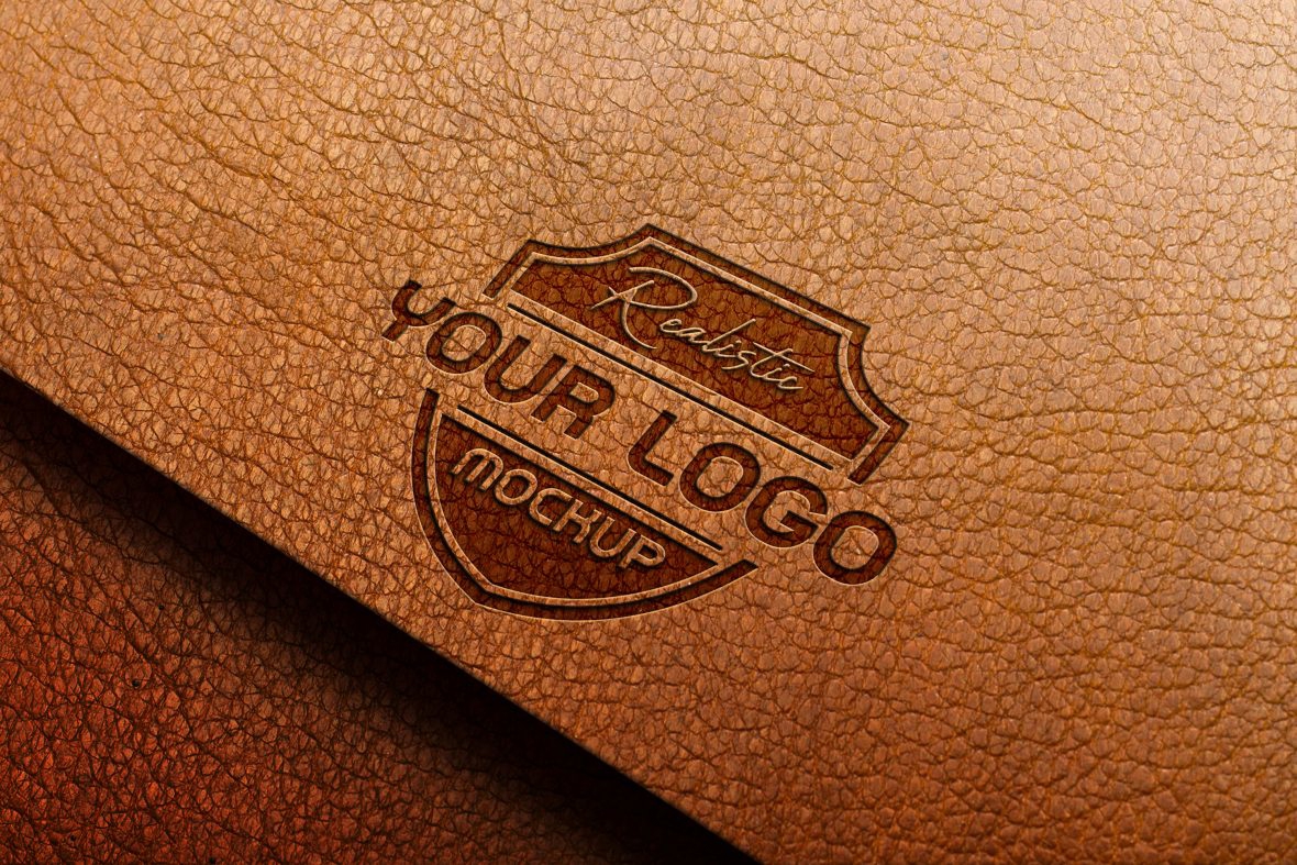 فایل موکاپ لوگو چرم مهر زنی - Stamping Leather Logo Mockup