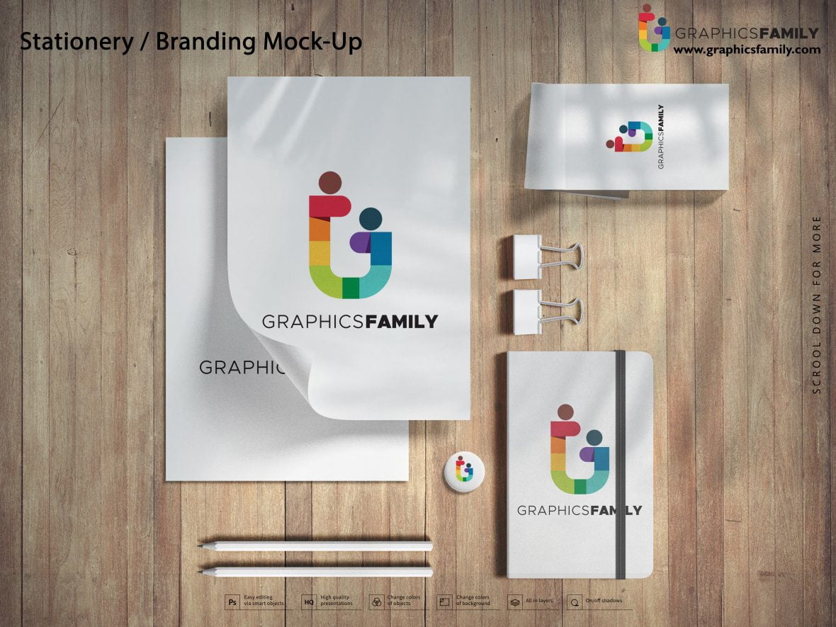 فایل موکاپ برند لوازم التحریر - Stationery Branding Mock-Up