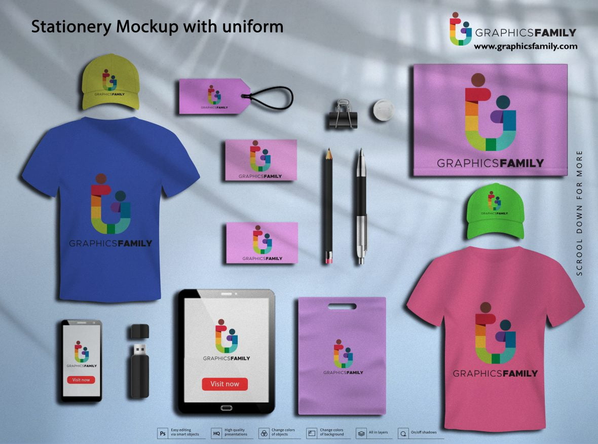 فایل موکاپ لوازم التحریر با یونیفرم - Stationery Mockup with Uniform