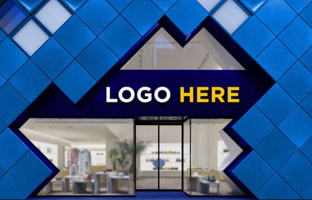 فایل موکاپ لوگو فروشگاه - Storefront Logo Mockup