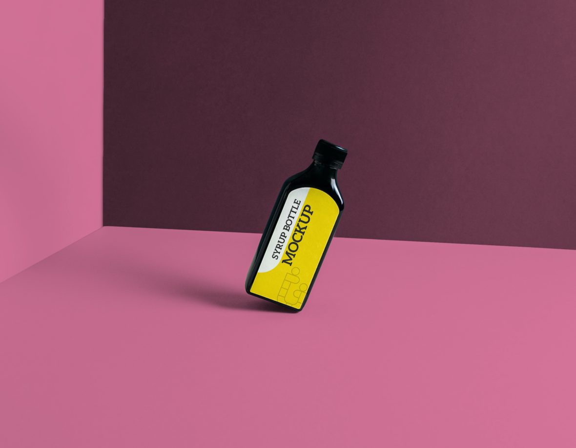 فایل ماکت طراحی بطری شربت - Syrup bottle Design Mockup
