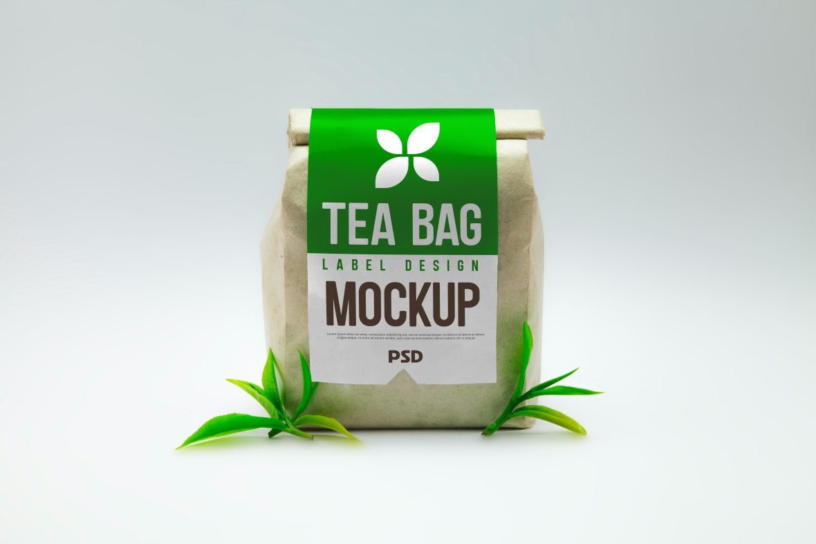 فایل ماکت طرح برچسب چای کیسه‌ای - Tea bag Label Design Mockup