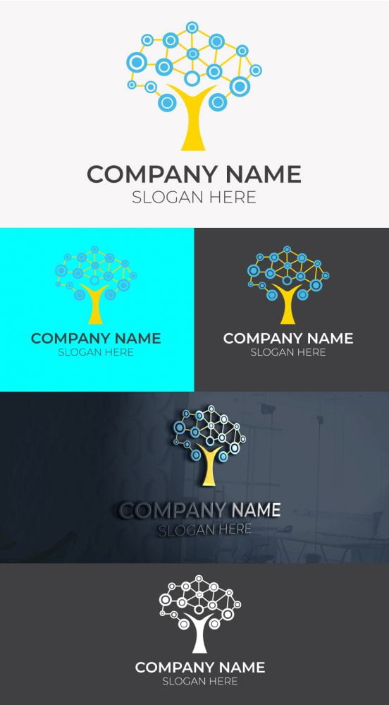 فایل طراحی لوگو شرکت فناوری Ai - Tech Tree Logo Design For Tech company Ai