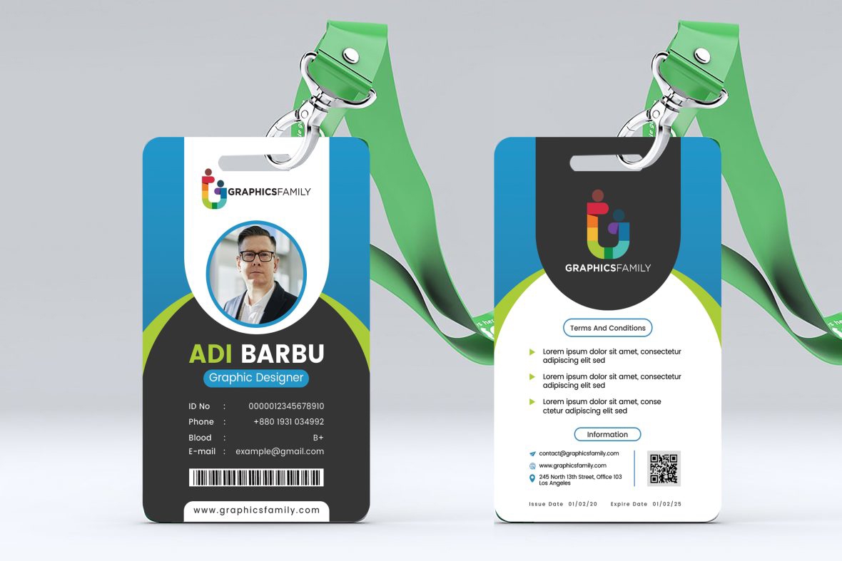 فایل قالب کارت شناسایی کسب و کار آبی و مشکی - Templates Business Identification Card Blue And Black Template