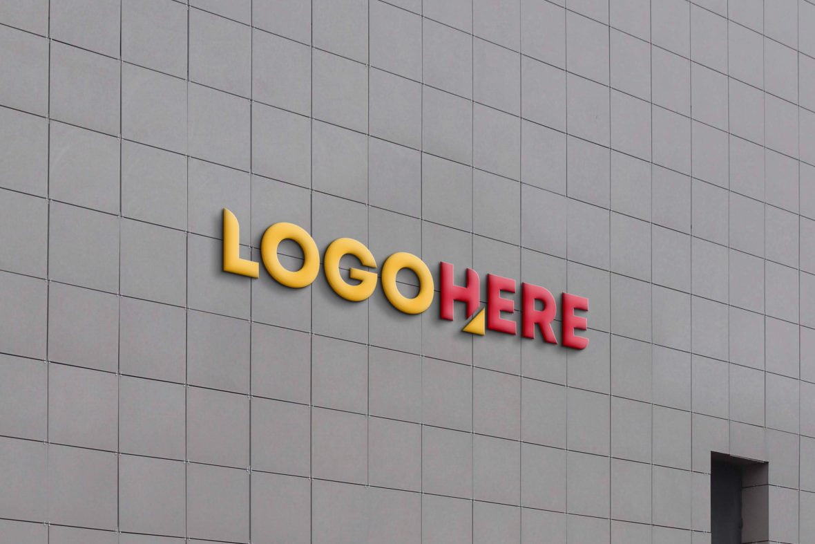 فایل موکاپ لوگوی سه بعدی دیوار کاشی - Tiles Wall 3D Logo Mockup