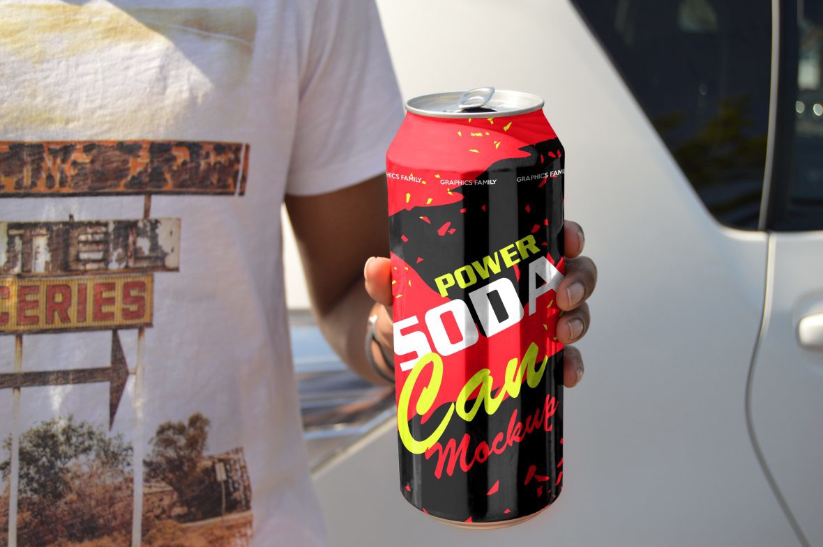فایل ماکت قوطی حلبی روی دست - Tin Can On Hand Mockup