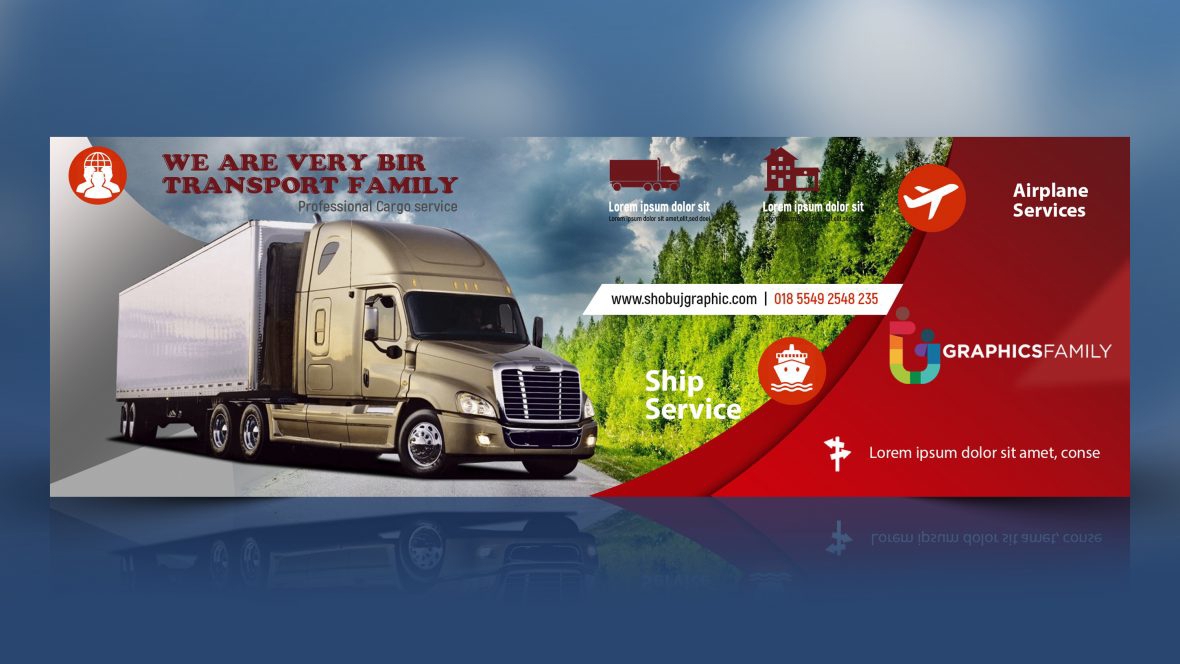 فایل الگوی طراحی بنر وب حمل و نقل - Transport Web Banner Design Template