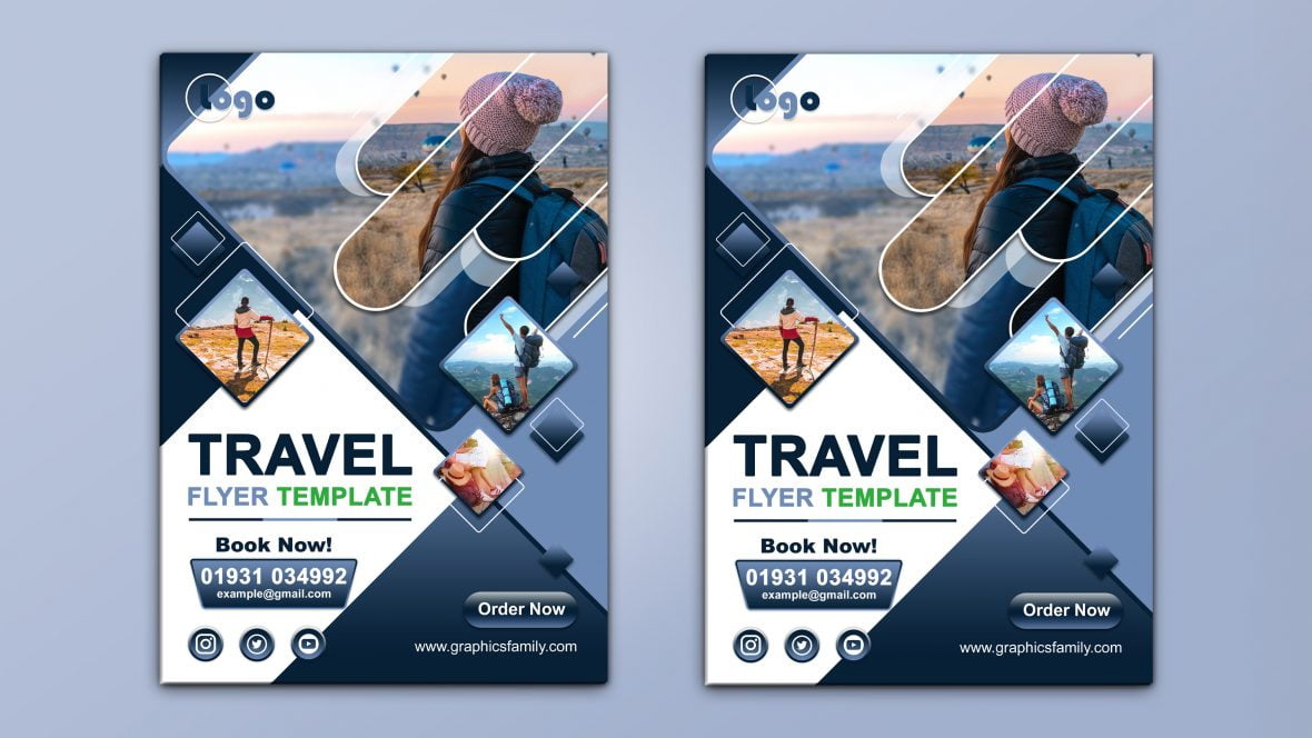 فایل طراحی بروشور مسافرتی A4 - Travel A4 Flyer Design