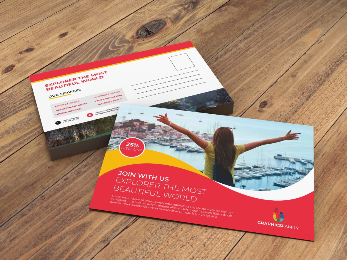فایل الگوی کارت پستال بنر مسافرتی - Travel Banner Postcard Template