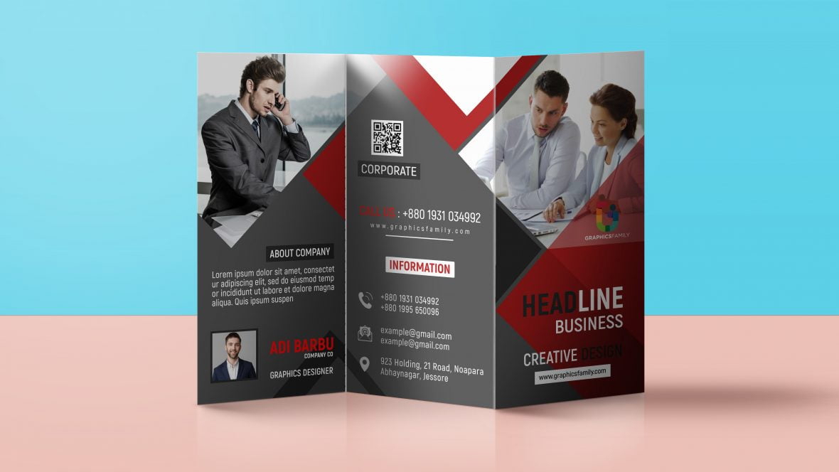 فایل طرح بروشور تجاری سه لت PSD - Tri Fold Panel PSD Business Brochure Design
