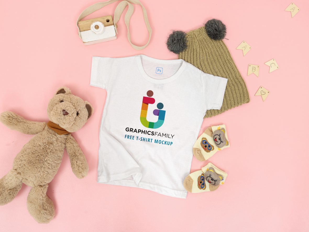 فایل ماکت تی‌شرت دختر بچه - Tshirt Mockup Baby Girl