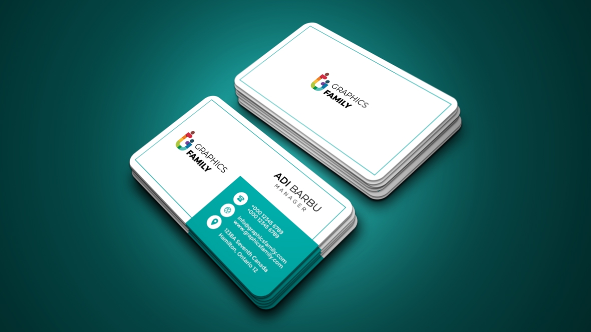 فایل الگوی طراحی کارت ویزیت مربع فیروزه‌ای - Turquoise Square Business Card Design Template