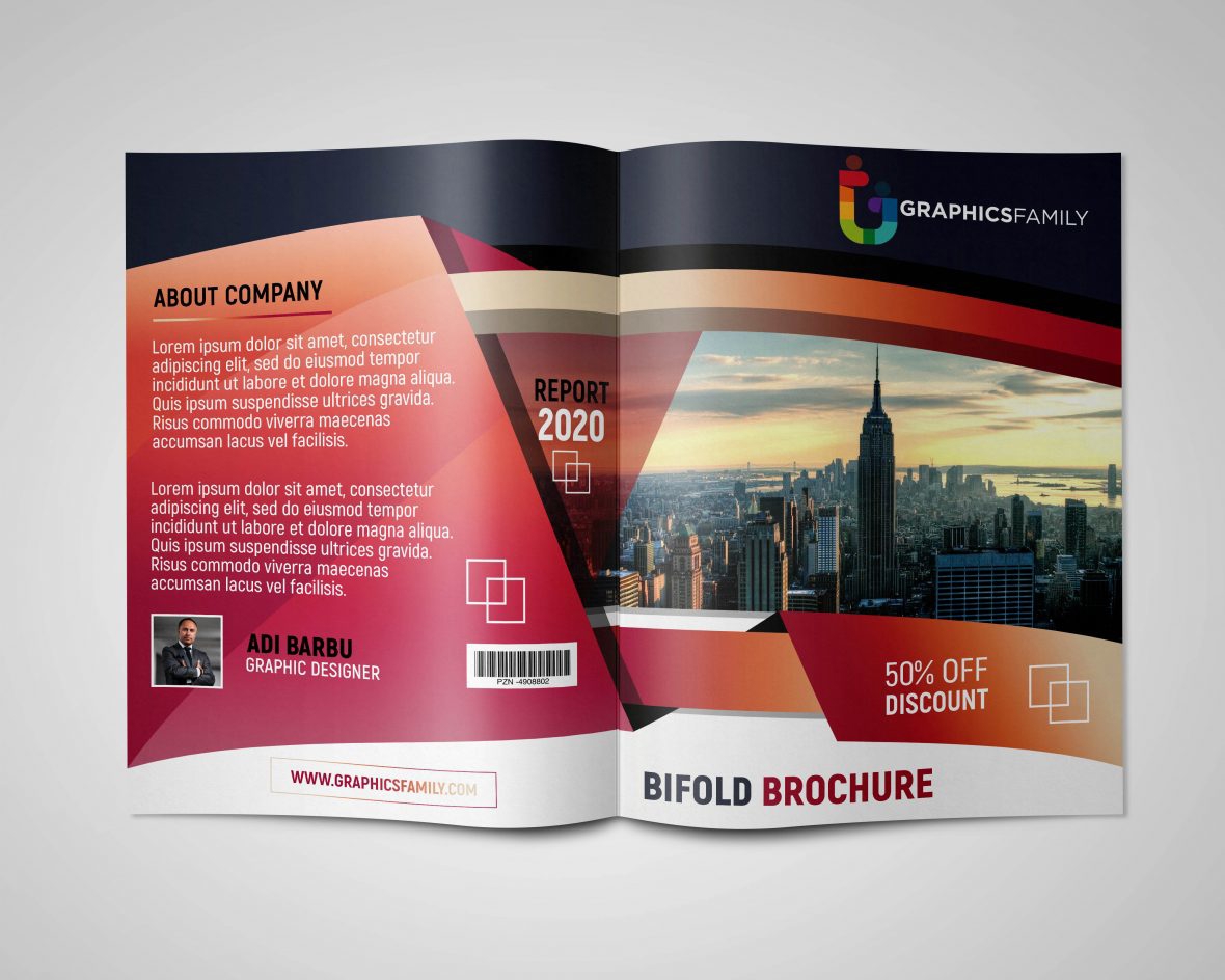 فایل قالب PSD طراحی بروشور دو لت منحصر به فرد - Unique Bi Fold Brochure Design psd Template