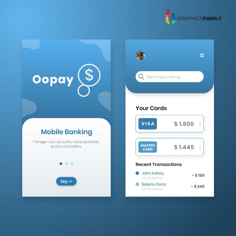 فایل الگوی طراحی رابط کاربری برای اپلیکیشن مالی - User Interface Design Template for Finance App