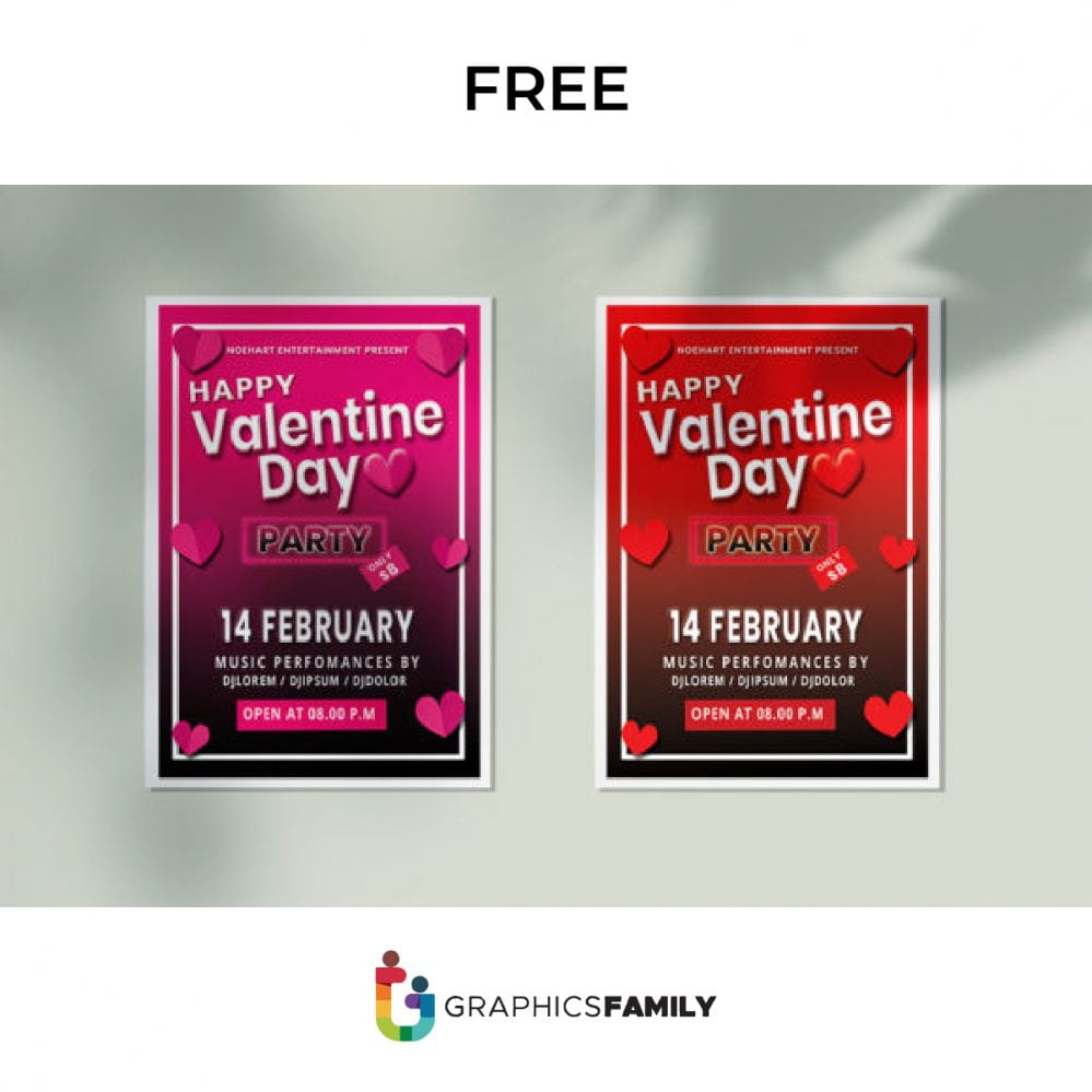 فایل بروشور گرافیکی جشن ولنتاین - Valentine Party Flyer Graphic