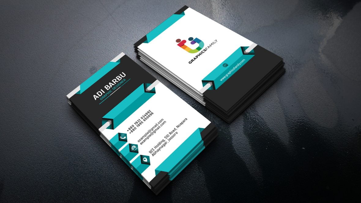 فایل طراحی کارت ویزیت سه بعدی عمودی - Vertical 3D Business Card Design