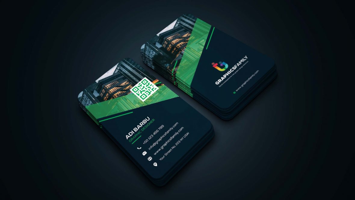 فایل طراحی قالب کارت ویزیت عمودی برای طراح گرافیک - Vertical Business Card Template Design for Graphic Designer