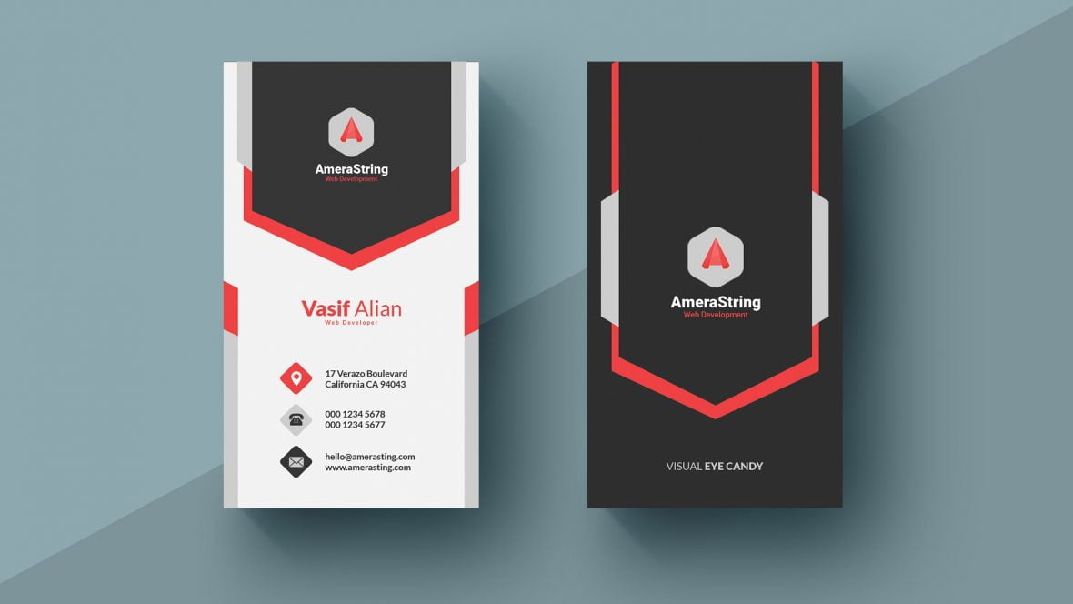 فایل کارت ویزیت شرکتی با طرح عمودی - Vertical Corporate Business Card Template