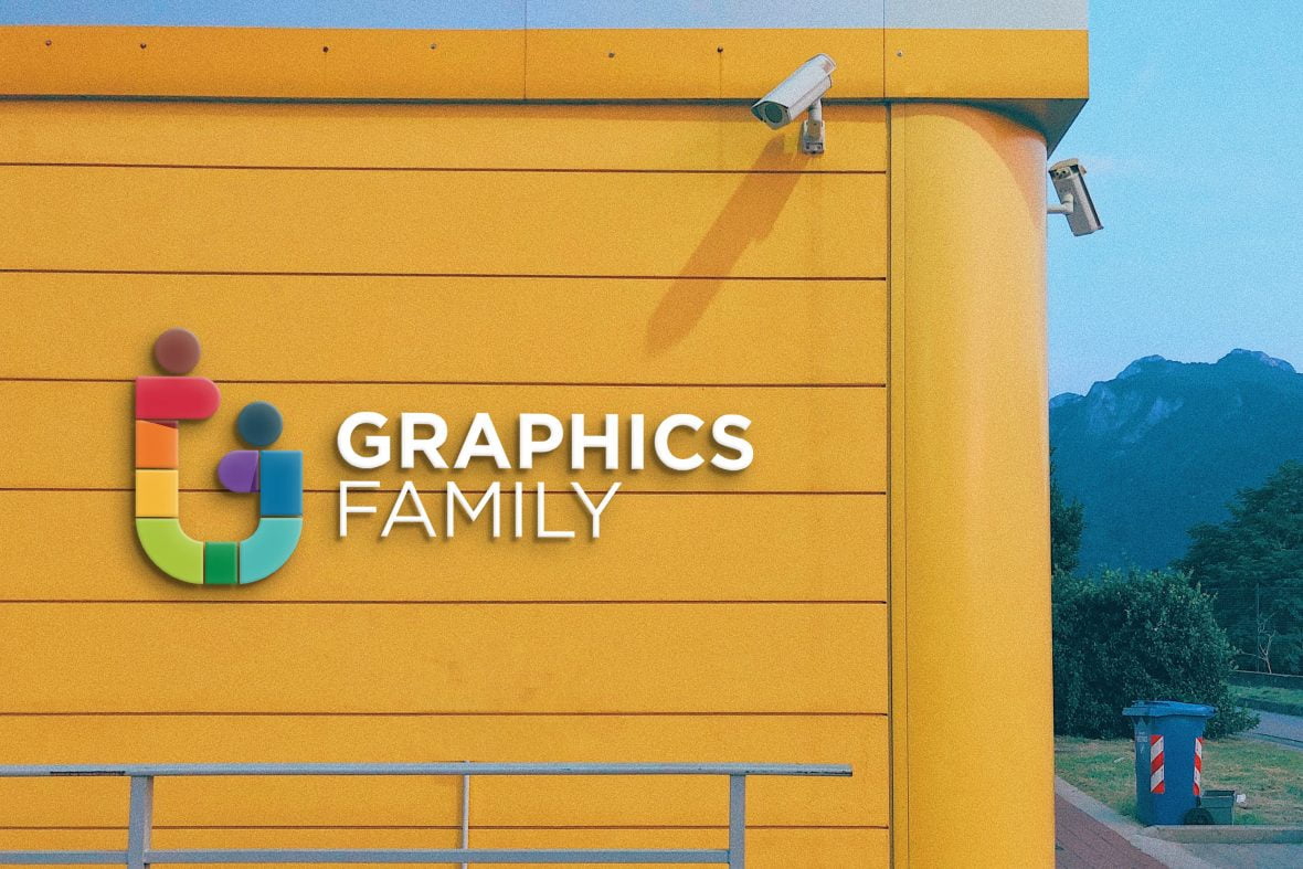 فایل موکاپ لوگو دیواری رنگی قدیمی - Vintage Colored Wall Logo Mockup