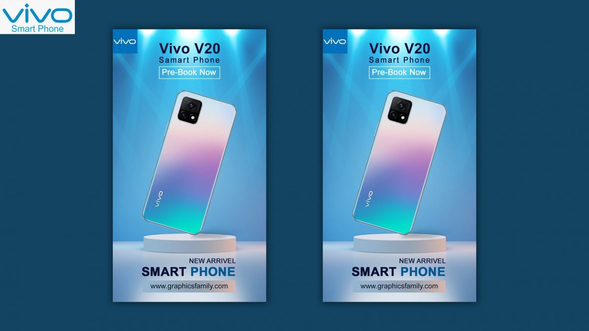 فایل طراحی استوری اینستاگرام ویوو وی۲۰ - Vivo V20 Instagram Story Ad Design