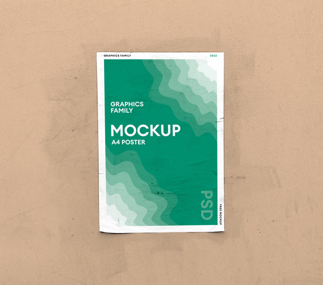 فایل ماک‌آپ پوستر دیواری - Wall Glued Poster Mockup