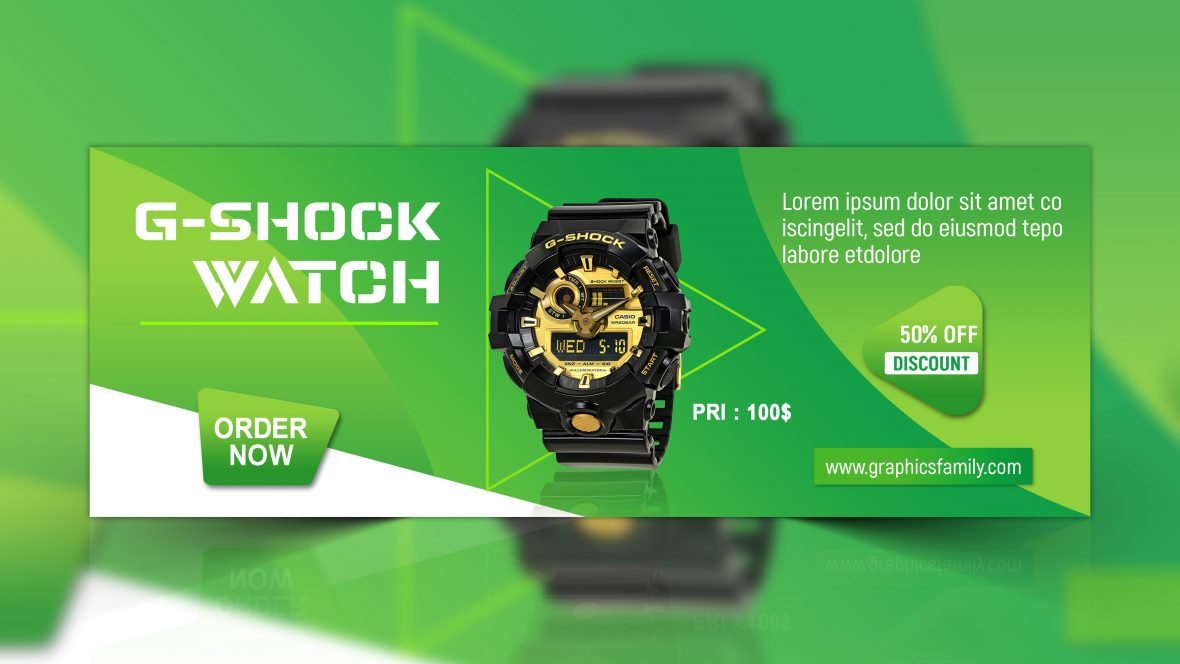 فایل طراحی کاور فیسبوک فروشگاه ساعت - Watch Shop Facebook Cover Design
