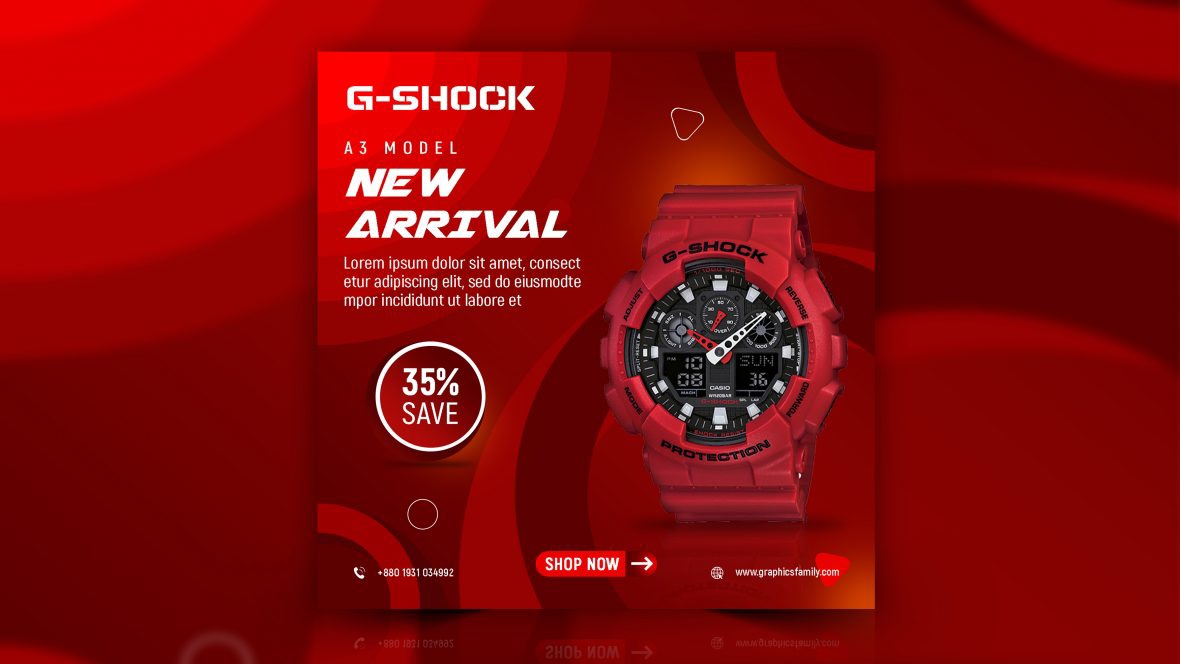 فایل طراحی پست اینستاگرام فروشگاه آنلاین ساعت - Watches Online Shop Instagram Post Design