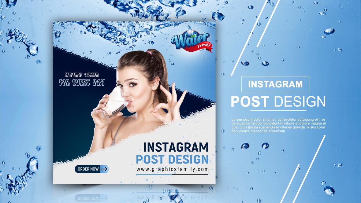 فایل الگوی طراحی پست اینستاگرام تبلیغات آب - Water Ad Instagram Post Design Template