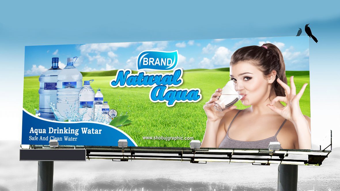 فایل طرح بنر PSD بیلبورد آب - Water Billboard PSD Banner Design