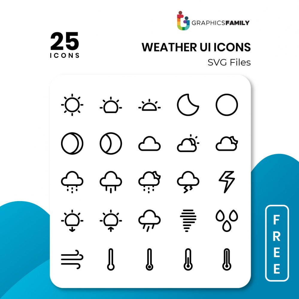 فایل آیکون‌های رابط کاربری آب و هوا - Weather UI Icons