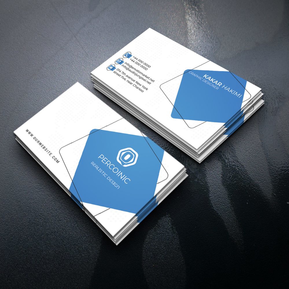 فایل قالب کارت ویزیت سفید و آبی - White and Blue Business Card Template