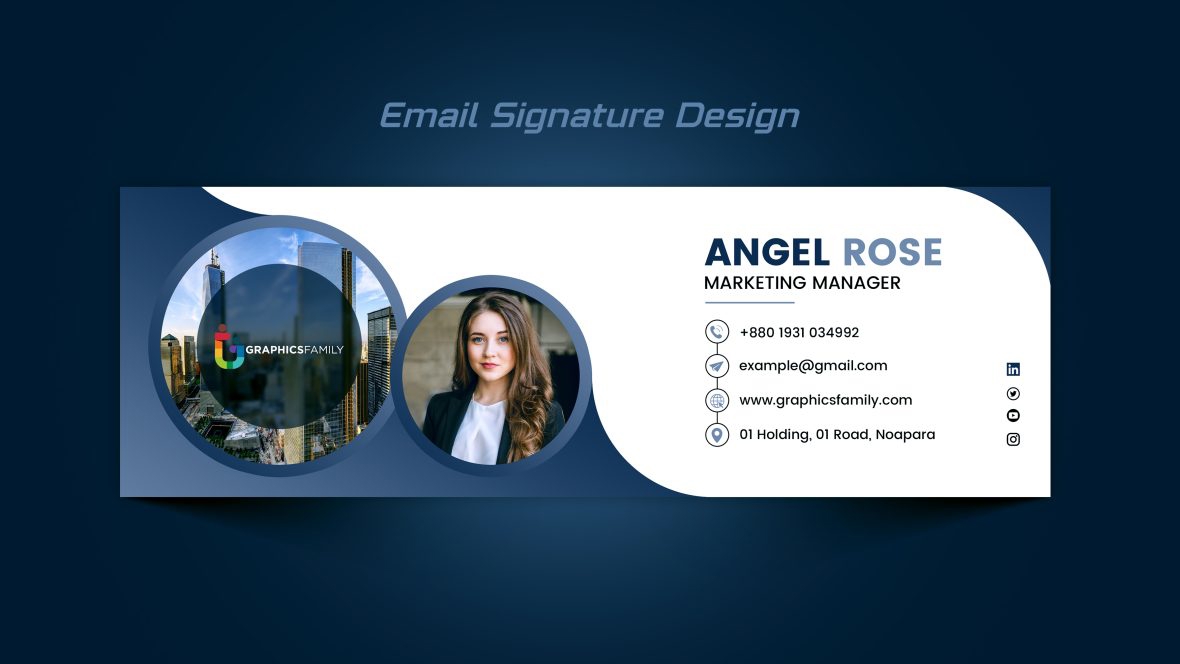 فایل طراحی امضای ایمیل سفید و آبی - White and Blue Email Signature Design