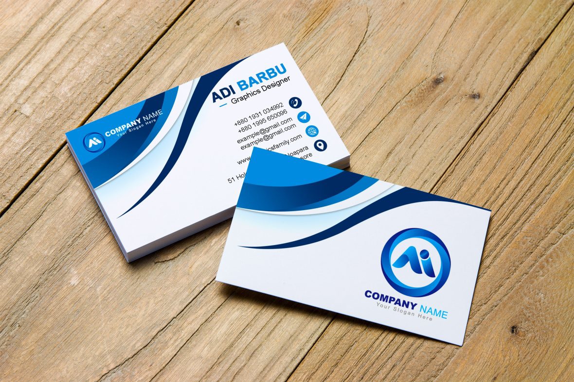 فایل طرح کارت ویزیت ساده سفید و آبی - White and Blue Simple Business Card Design