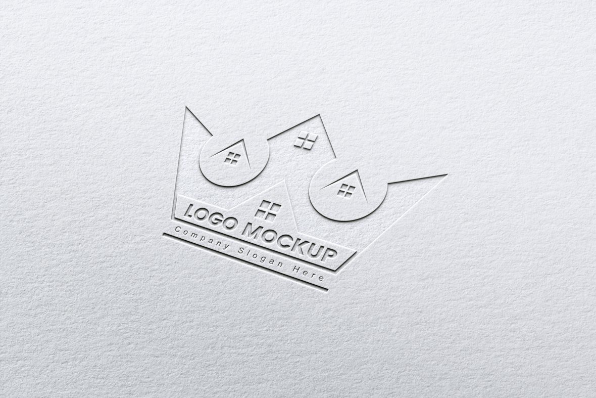 فایل ماکت کاغذ سفید با لوگوی تاج - White paper with a crown logo mockup