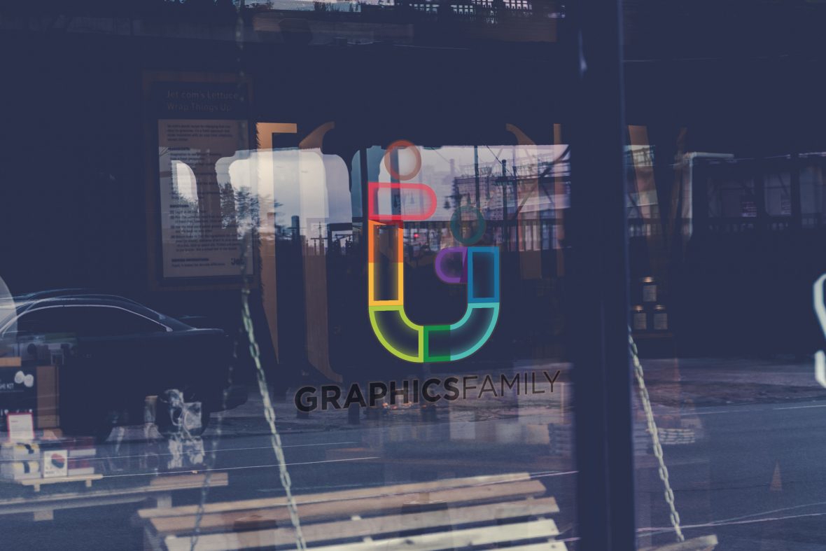 فایل موکاپ لوگو تابلوی پنجره - Window Sign Logo Mockup