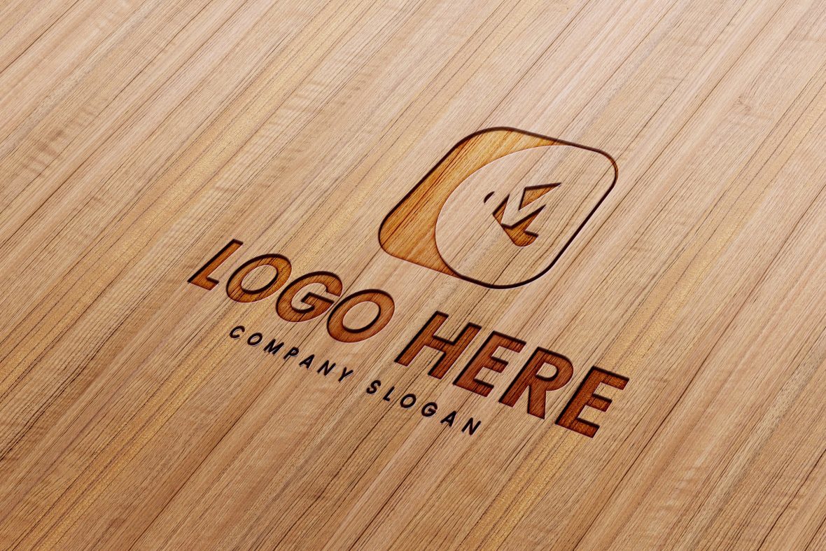 فایل موکاپ لوگو سه بعدی چوبی - Wood 3D Logo Mockups