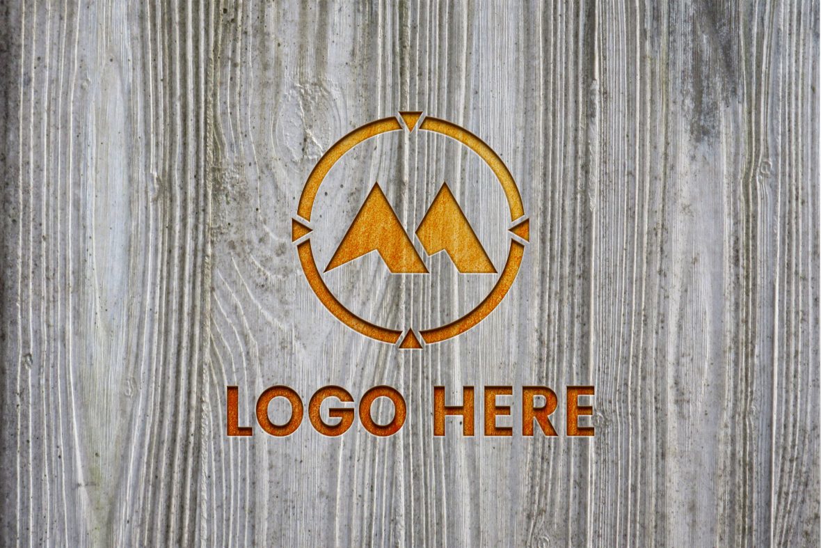 فایل موکاپ لوگو حکاکی شده روی چوب - Wood Engraved Logo Mockup