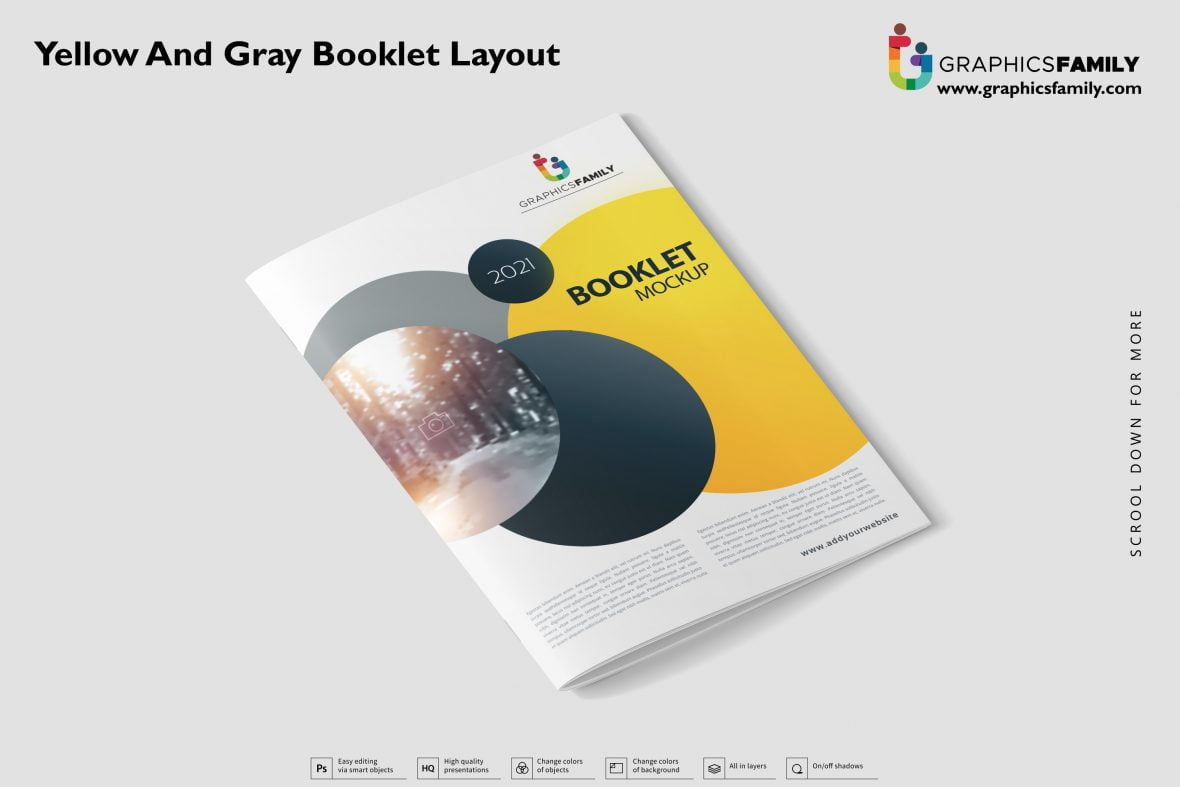 فایل طرح بروشور زرد و خاکستری - Yellow And Gray Booklet Layout