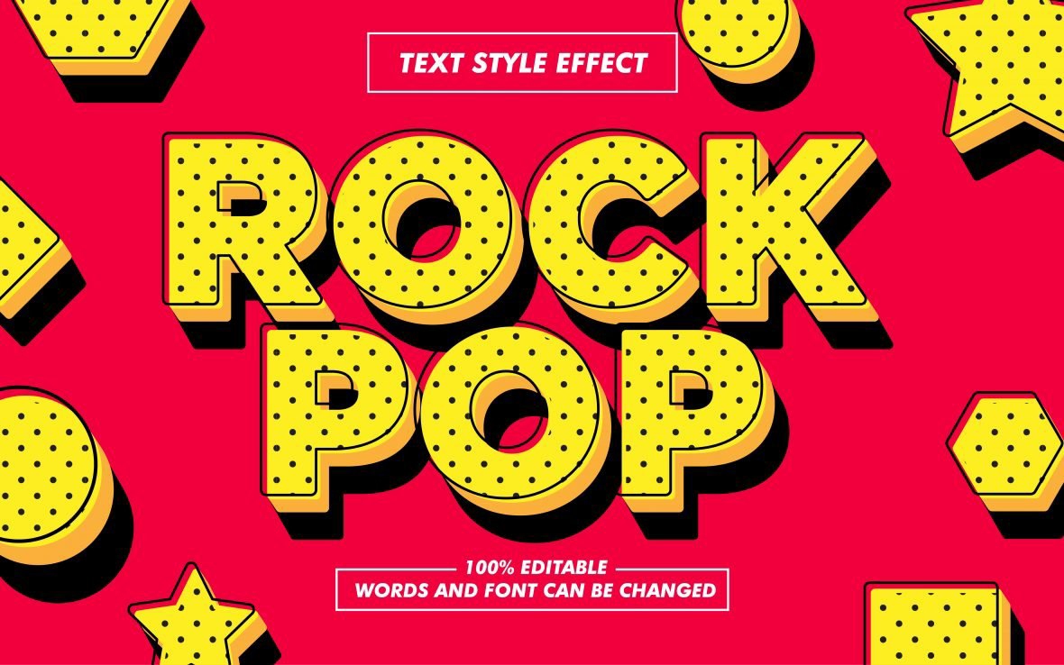 فایل افکت متن خالدار زرد مشکی - Yellow Black Polka Dot Text Effect