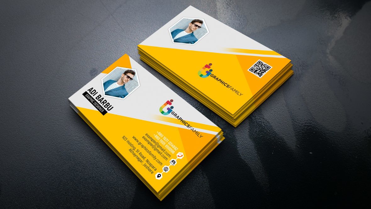 فایل طراحی کارت ویزیت زرد - Yellow Visiting Card Design