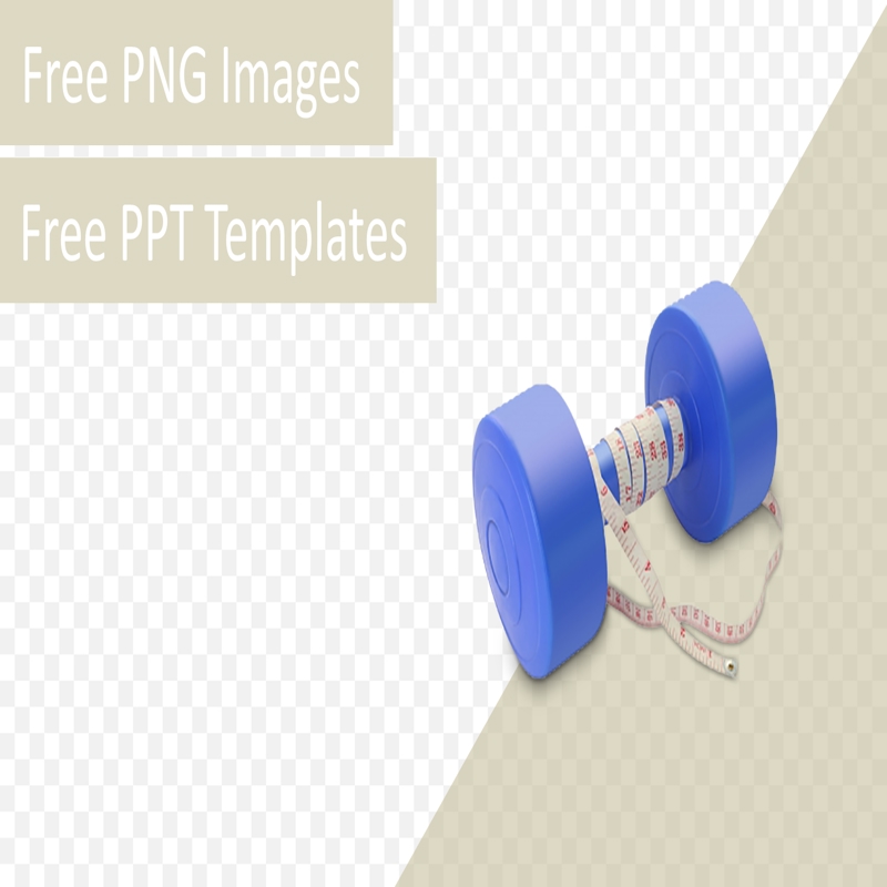 قالب حرفه ای پاورپوینت با موضوع با تصویر PNG دمبل پلاستیکی آبی با نوار اندازه‌گیری