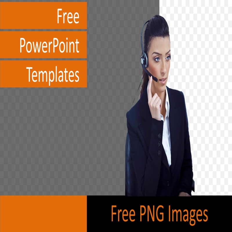 قالب حرفه ای پاورپوینت با موضوع با تصویر PNG زن مرکز تماس