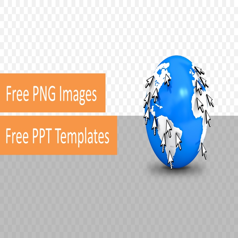 قالب حرفه ای پاورپوینت با موضوع با تصویر PNG کره زمین با فلش