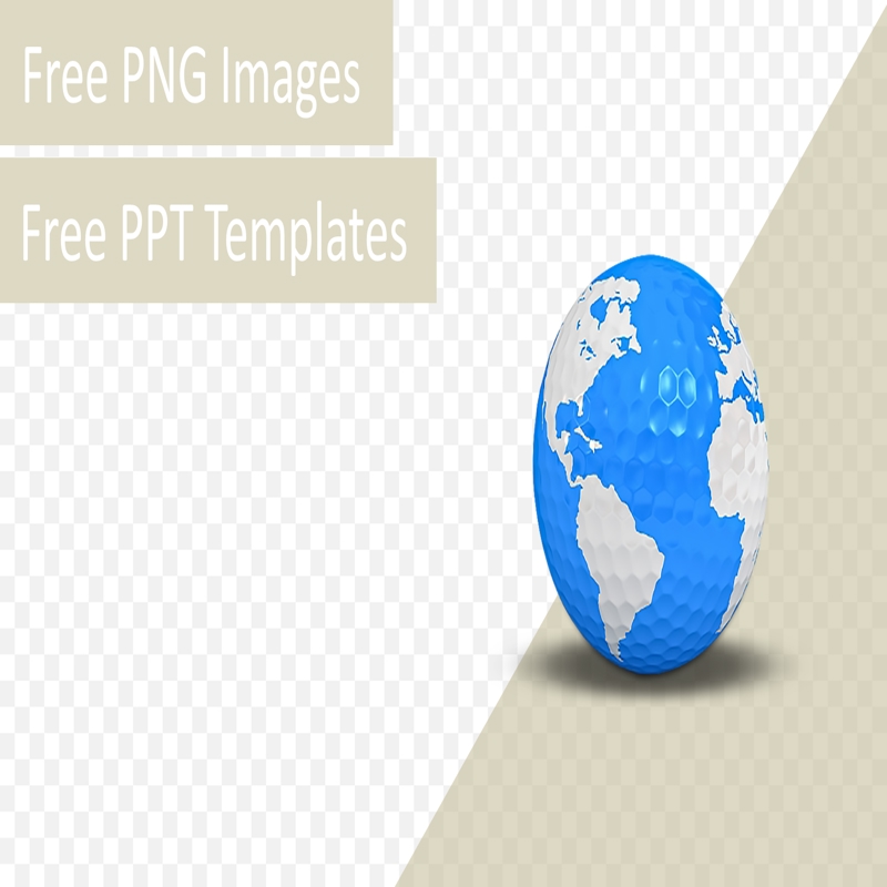 قالب حرفه ای پاورپوینت با موضوع با تصویر PNG توپ گلف با نقشه کره زمین