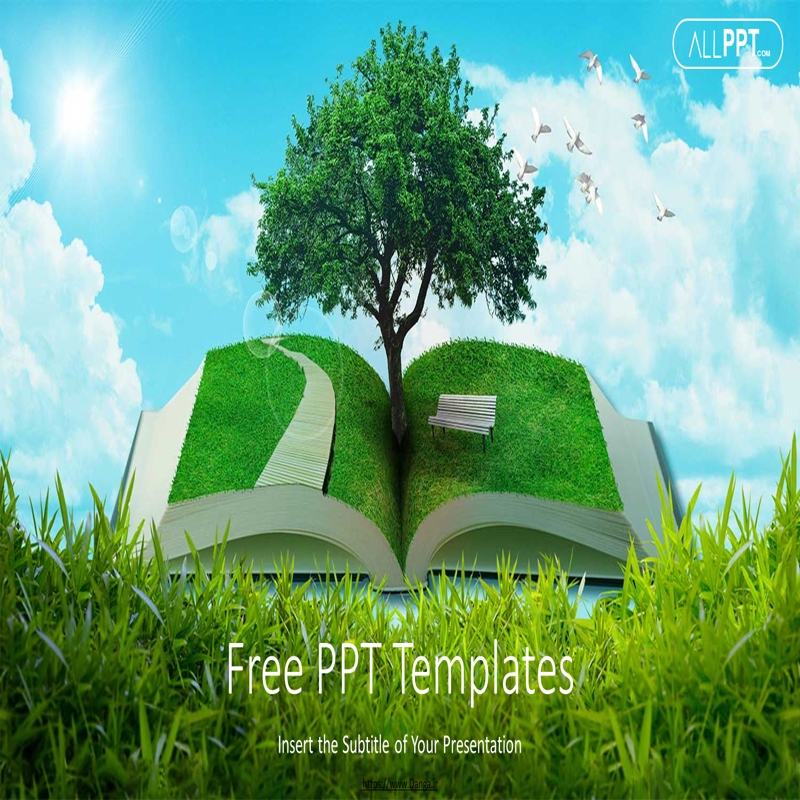قالب حرفه ای پاورپوینت با موضوع کتاب باز چمن سبز