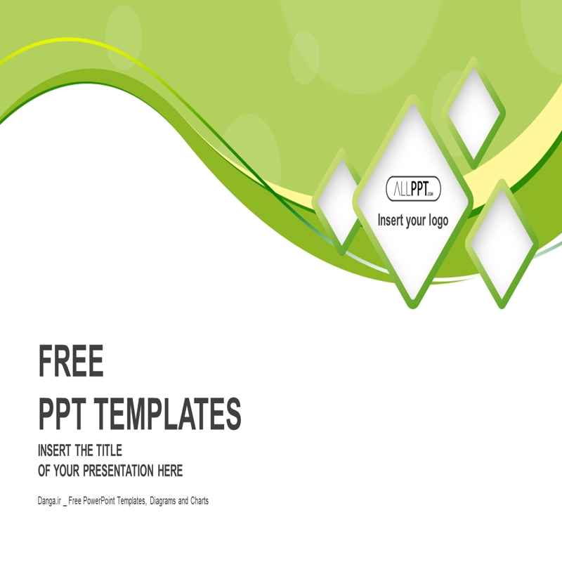 قالب حرفه ای پاورپوینت با موضوع پس زمینه انتزاعی سبز و مربع‌ها (عریض)