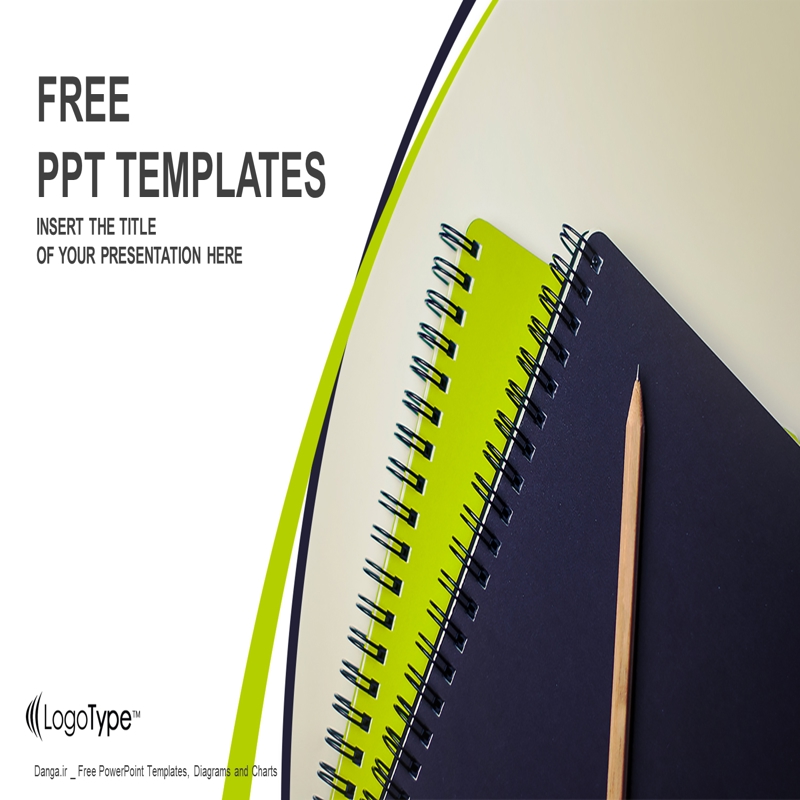 قالب حرفه ای پاورپوینت با موضوع مداد و دفترچه یادداشت (عریض)